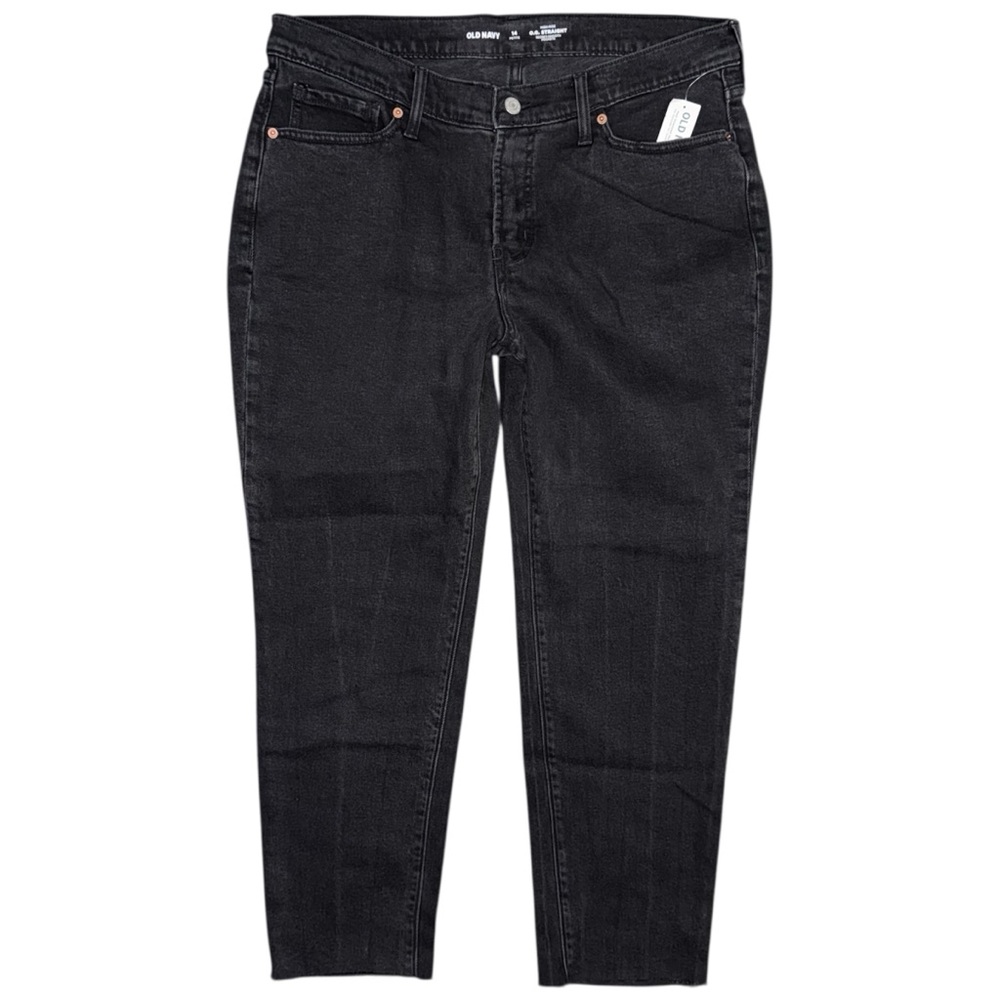 NWT Old Navy High Waisted OG Straight Cut-Off Ankle Jeans Black Petite 14